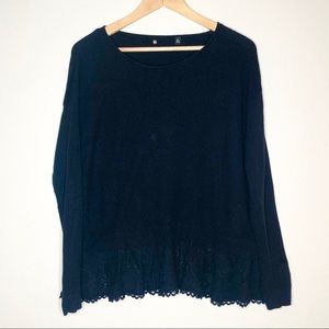 Anthropologie Knitted & Knotted lace hem Sweater